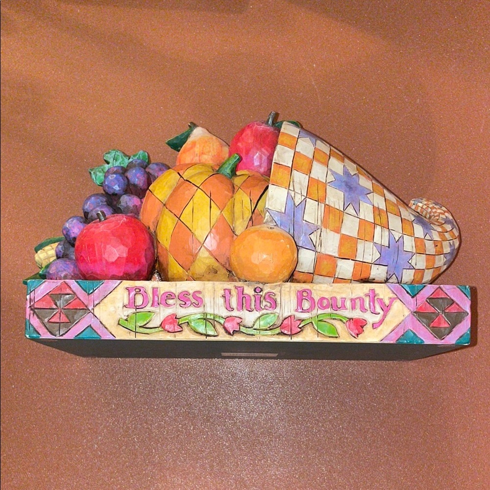 Jim Shore 'Bless This Bounty' Cornucopia Decorative Figurine in Multicolor